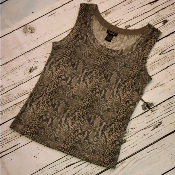 DONCASTER COLLECTION—SO SOFT CASHMERE, SNAKESKIN PRINT TANK—ABSOLUTELY GORGEOUS - Picture 4 of 8